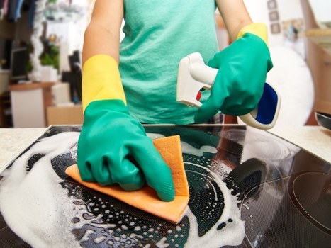 Customer completing a secure carpet cleaning payment