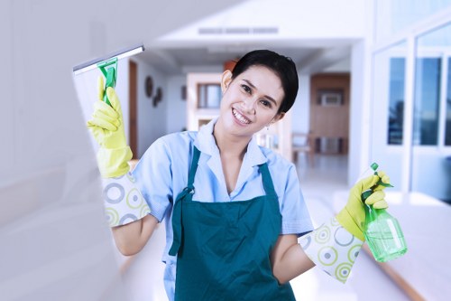 Trained carpet cleaner using safe equipment during an Ilford cleaning service